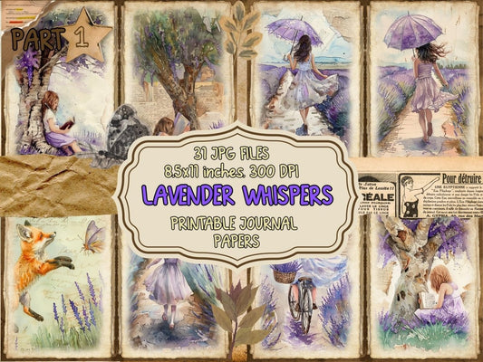 Lavender Whispers Journal Pages Botanical Collage - Wonders Artist