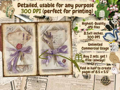 Lavender Whispers Journal Pages (P3) Botanical Collage - Wonders Artist