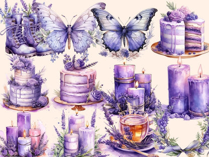 Lavenders Watercolor Clipart floral clipart - Wonders Artist