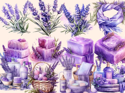 Lavenders Watercolor Clipart floral clipart - Wonders Artist
