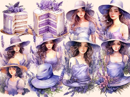 Lavenders Watercolor Clipart floral clipart - Wonders Artist