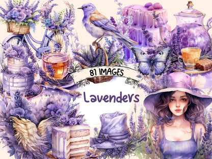 Lavenders Watercolor Clipart floral clipart - Wonders Artist