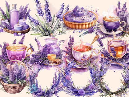 Lavenders Watercolor Clipart floral clipart - Wonders Artist