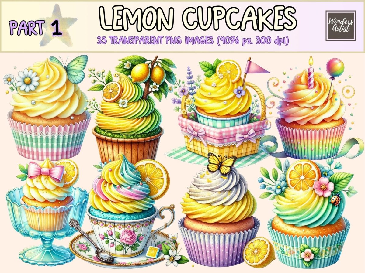 Lemon Cupcakes Clipart cupcake clipart cupcake designs cupcake graphics - WondersArtist
