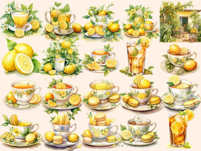 Lemon Tea Watercolor Clipart lemon clipart - Wonders Artist