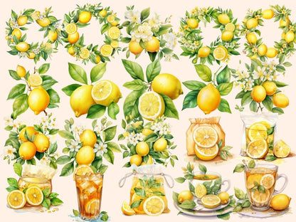 Lemon Tea Watercolor Clipart lemon clipart - Wonders Artist