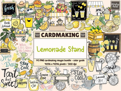 Lemonade Stand Cardmaking Clipart cardmaking clipart cute lemon png diy lemonade cards - WondersArtist