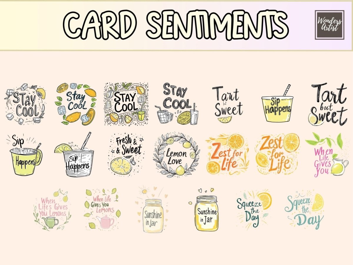 Lemonade Stand Cardmaking Clipart cardmaking clipart cute lemon png diy lemonade cards - WondersArtist