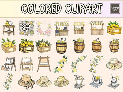 Lemonade Stand Cardmaking Clipart cardmaking clipart cute lemon png diy lemonade cards - WondersArtist