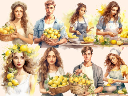 Lemons Watercolor Clipart fruit clipart - Wonders Artist