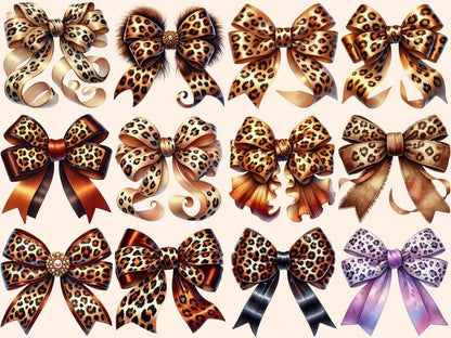 Leopard Bows Clipart animal print bow - Wonders Artist
