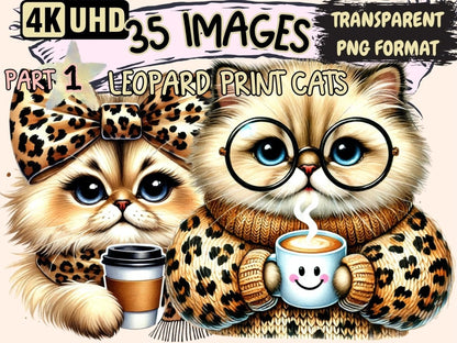 Leopard Print Cats Clipart Animal Print Cats - Wonders Artist