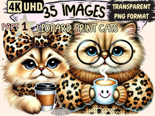 Leopard Print Cats Clipart Animal Print Cats - Wonders Artist