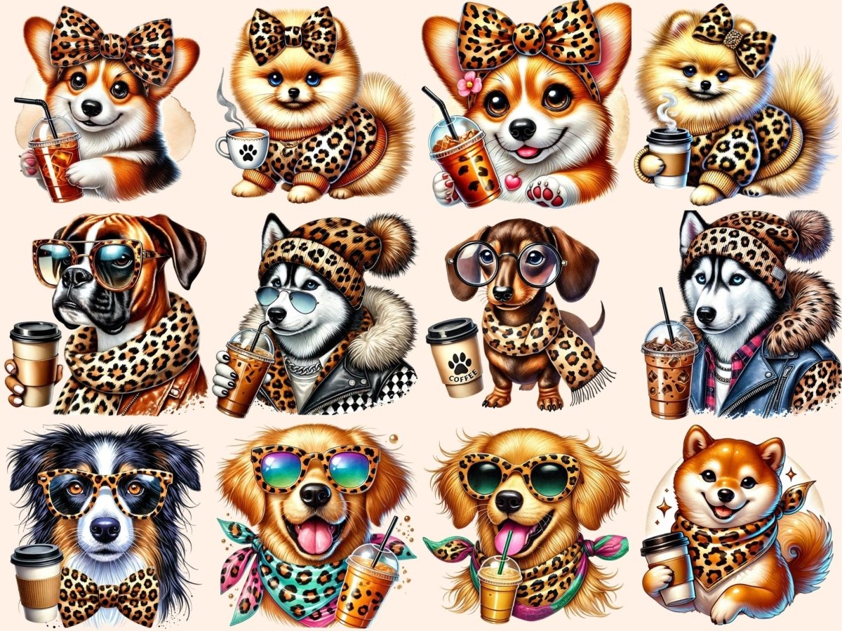 Leopard Print Dogs Clipart Animal Pattern Dogs - Wonders Artist