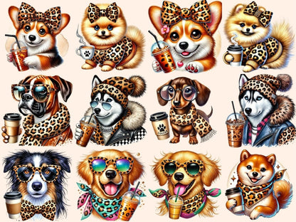 Leopard Print Dogs Clipart Animal Pattern Dogs - Wonders Artist