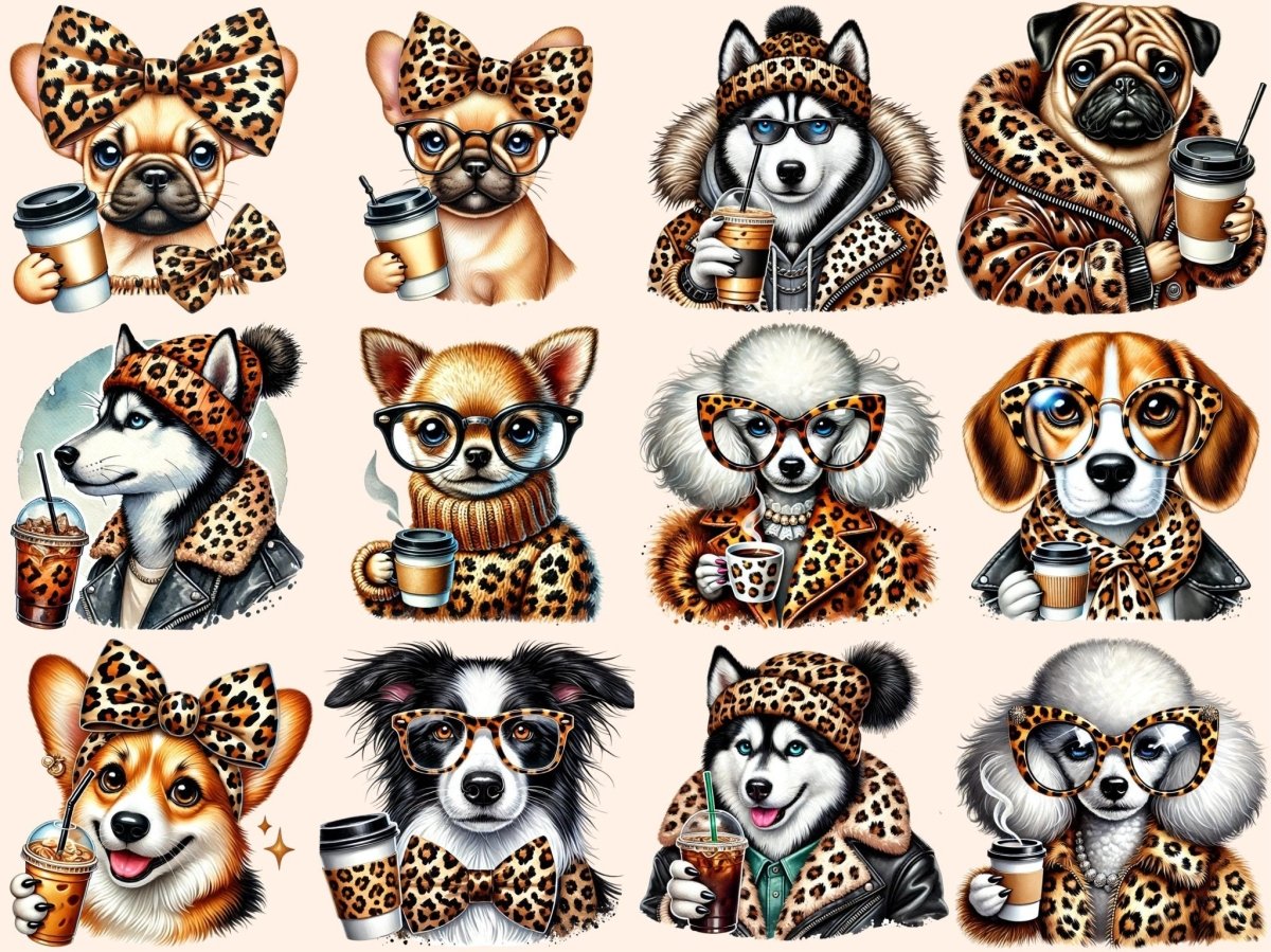 Leopard Print Dogs Clipart Animal Pattern Dogs - Wonders Artist