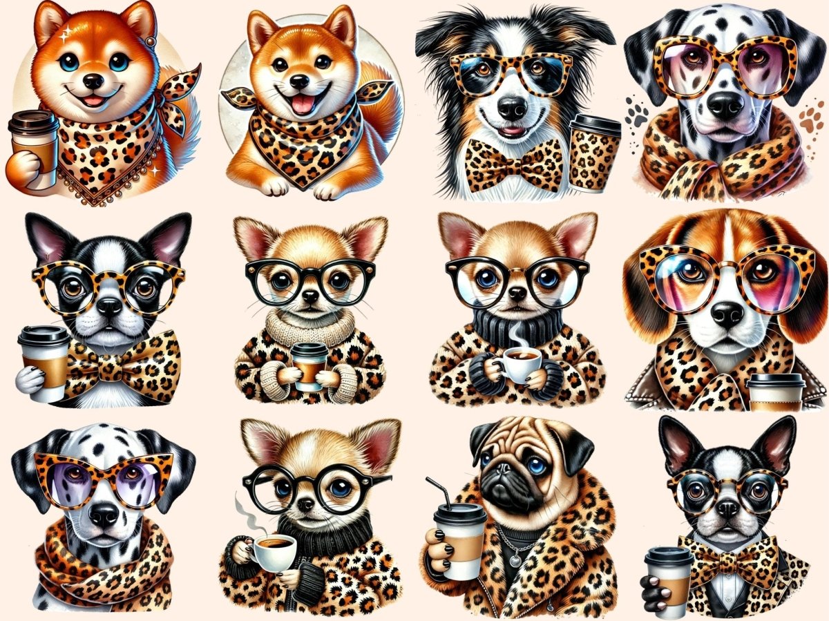 Leopard Print Dogs Clipart Animal Pattern Dogs - Wonders Artist