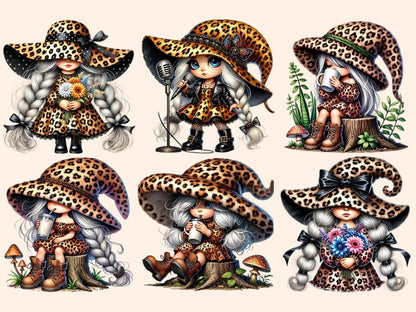Leopard Print Gnome Girls Clipart Fashion Gnome PNG - Wonders Artist