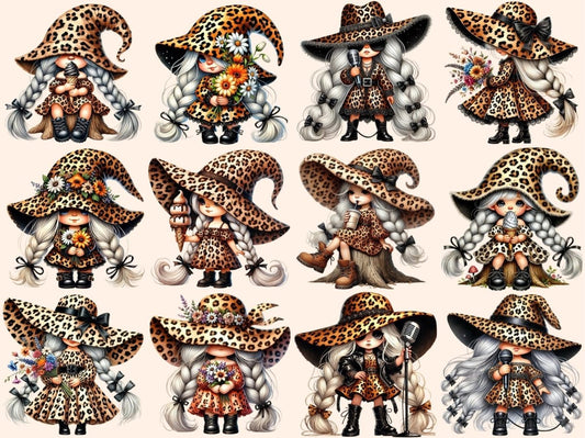 Leopardmønstret Gnome Jenter Clipart
