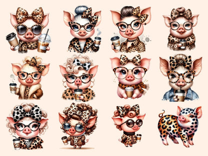 Leopard Print Pigs Clipart cartoon pigs - Wonders Artist