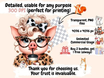Leopard Print Pigs Clipart cartoon pigs - Wonders Artist