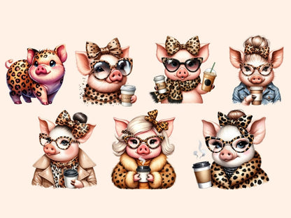 Leopard Print Pigs Clipart cartoon pigs - Wonders Artist