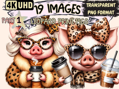 Leopard Print Pigs Clipart cartoon pigs - Wonders Artist