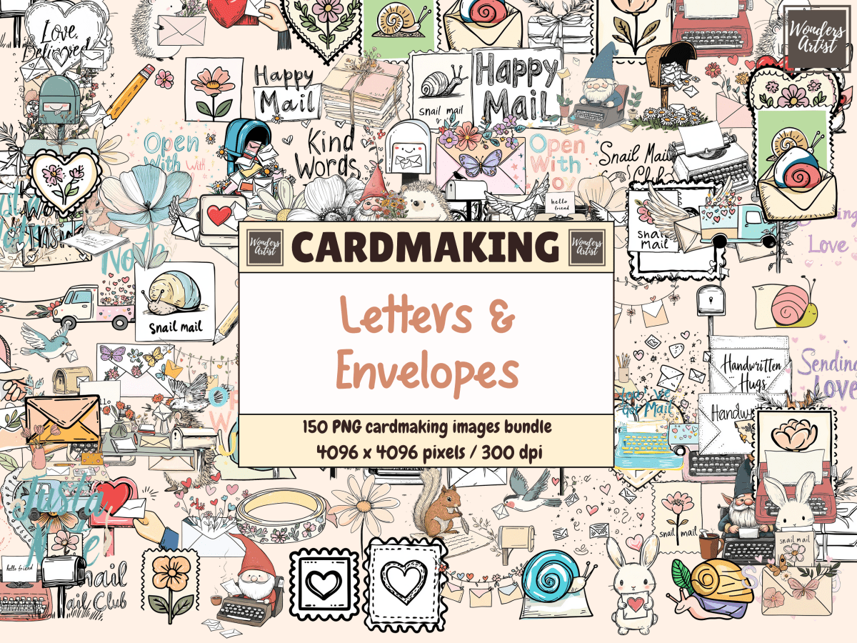 Letters & Envelopes Cardmaking Clipart All Bundles Cardmaking Clipart - WondersArtist