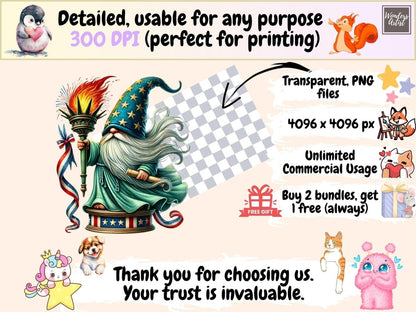 Liberty Gnomes Clipart 4th of july gnomes - Wonders Artist