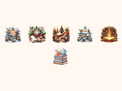 Library Christmas Clipart All Bundles Clipart Line Art - WondersArtist