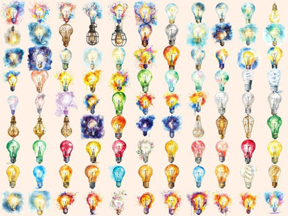 Light Bulbs Watercolor Clipart bulb clipart - Wonders Artist