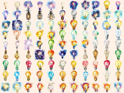 Light Bulbs Watercolor Clipart bulb clipart - Wonders Artist
