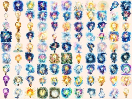 Light Bulbs Watercolor Clipart