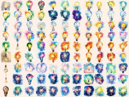 Light Bulbs Watercolor Clipart bulb clipart - Wonders Artist