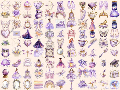 Lilac Princess Watercolor Clipart Elegant Princess PNG - Wonders Artist