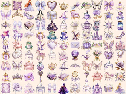 Lilac Princess Watercolor Clipart Elegant Princess PNG - Wonders Artist