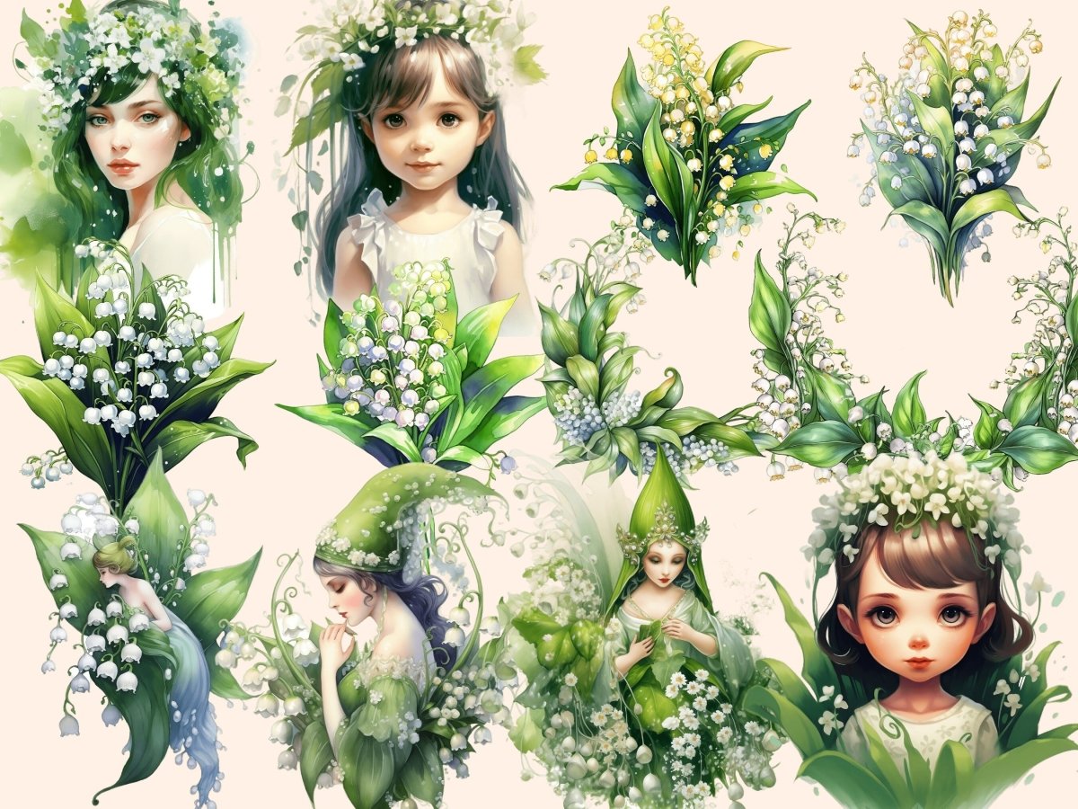 Lillies of the Valley Watercolor Clipart autopost flower clipart flower png - WondersArtist