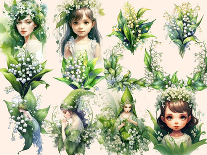 Lillies of the Valley Watercolor Clipart autopost flower clipart flower png - WondersArtist