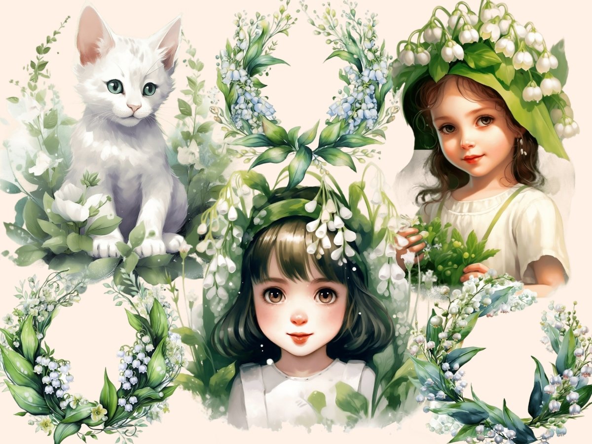 Lillies of the Valley Watercolor Clipart autopost flower clipart flower png - WondersArtist