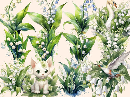 Lillies of the Valley Watercolor Clipart autopost flower clipart flower png - WondersArtist