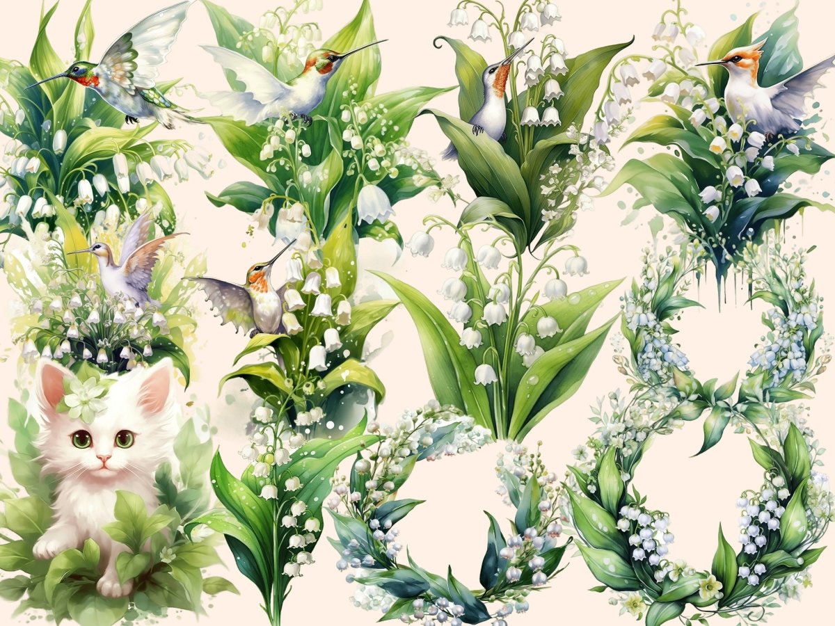 Lillies of the Valley Watercolor Clipart autopost flower clipart flower png - WondersArtist