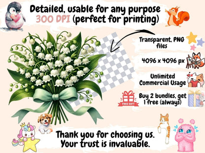 Lily of the Valley Clipart botanical clipart - Wonders Artist
