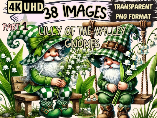 Lily of the Valley Gnomes Clipart Cute gnome art - Wonders Artist