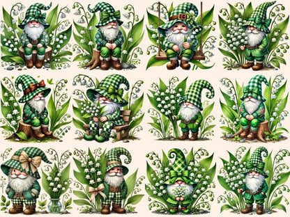 Lily of the Valley Gnomes Clipart Cute gnome art - Wonders Artist