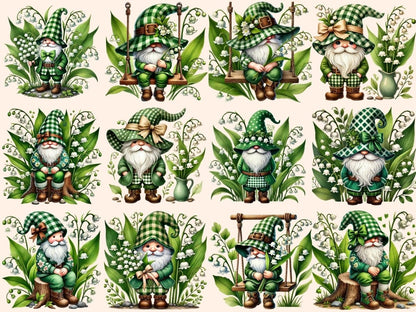 Lily of the Valley Gnomes Clipart Cute gnome art - Wonders Artist