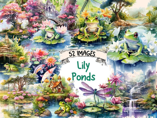 Lily Ponds Watercolor Clipart frog clipart - Wonders Artist