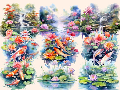 Lily Ponds Watercolor Clipart frog clipart - Wonders Artist