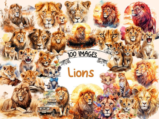 Lions Watercolor Clipart lion clipart - Wonders Artist