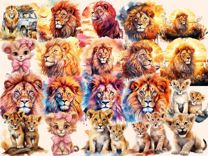 Lions Watercolor Clipart lion clipart - Wonders Artist