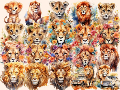 Lions Watercolor Clipart lion clipart - Wonders Artist